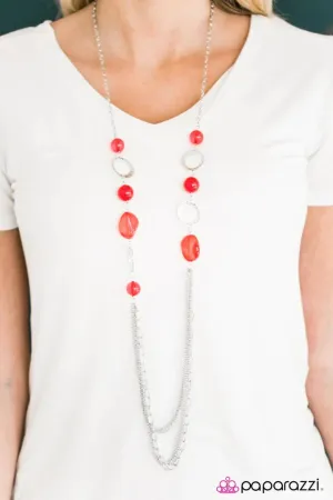 Paparazzi Necklace ~ Sassy and Glassy - Red