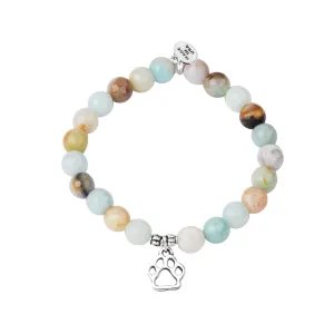 Paw Print | Stone Beaded Charm Bracelet |  Amazonite