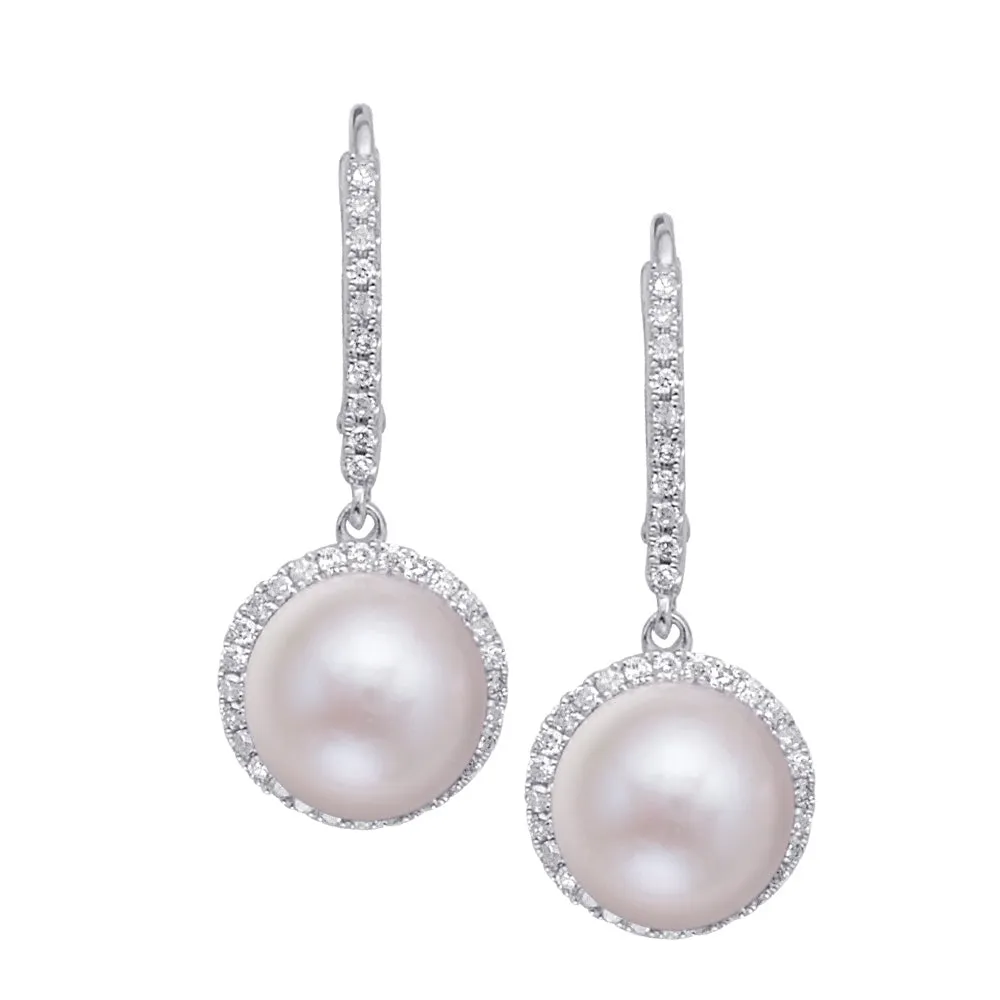 Pearl and Diamond Drop Earrings