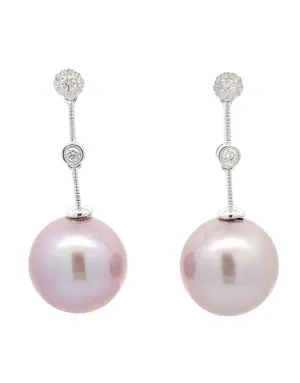 Pearl Earrings - Edison Pearl Diamond Drop Earrings -771474