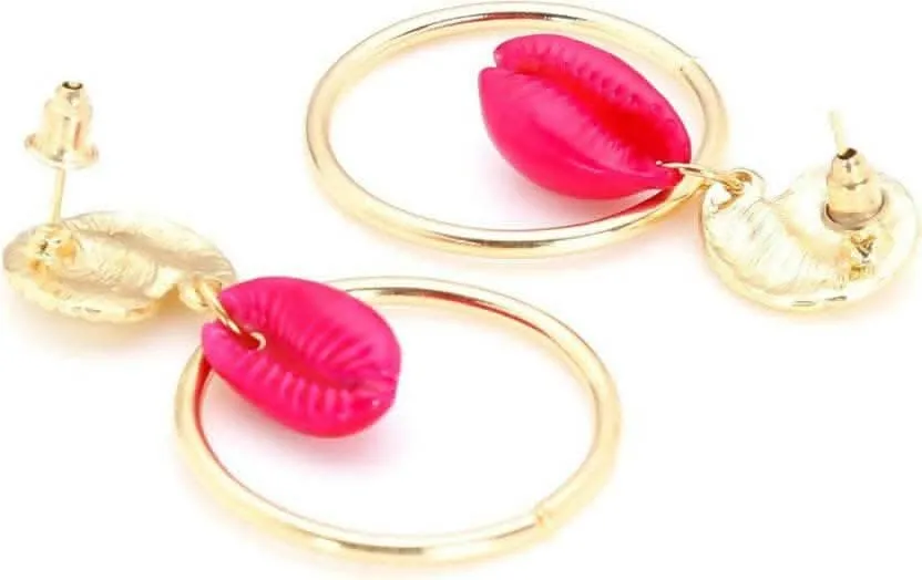 Pinapes Latest Stylish Combo Design Pairs Metal Earrings for Women and Girls (Pink)