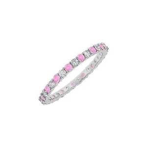 Pink Sapphire and Diamond Eternity Bangle : 14K White Gold - 10.00 CT TGW