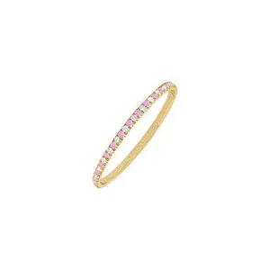 Pink Sapphire and Diamond Eternity Bangle : 14K Yellow Gold - 5.00 CT TGW