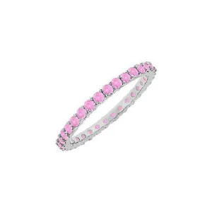 Pink Sapphire Eternity Bangle : 14K White Gold - 10.00 CT TGW