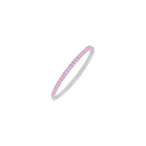 Pink Sapphire Eternity Bangle : 14K White Gold - 2.00 CT TGW