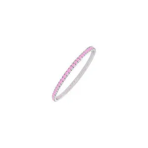 Pink Sapphire Eternity Bangle : 14K White Gold - 2.00 CT TGW