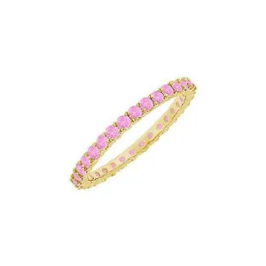 Pink Sapphire Eternity Bangle : 14K Yellow Gold - 10.00 CT TGW