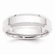 Platinum 6mm Polished Beveled Edge Wedding Band Ring