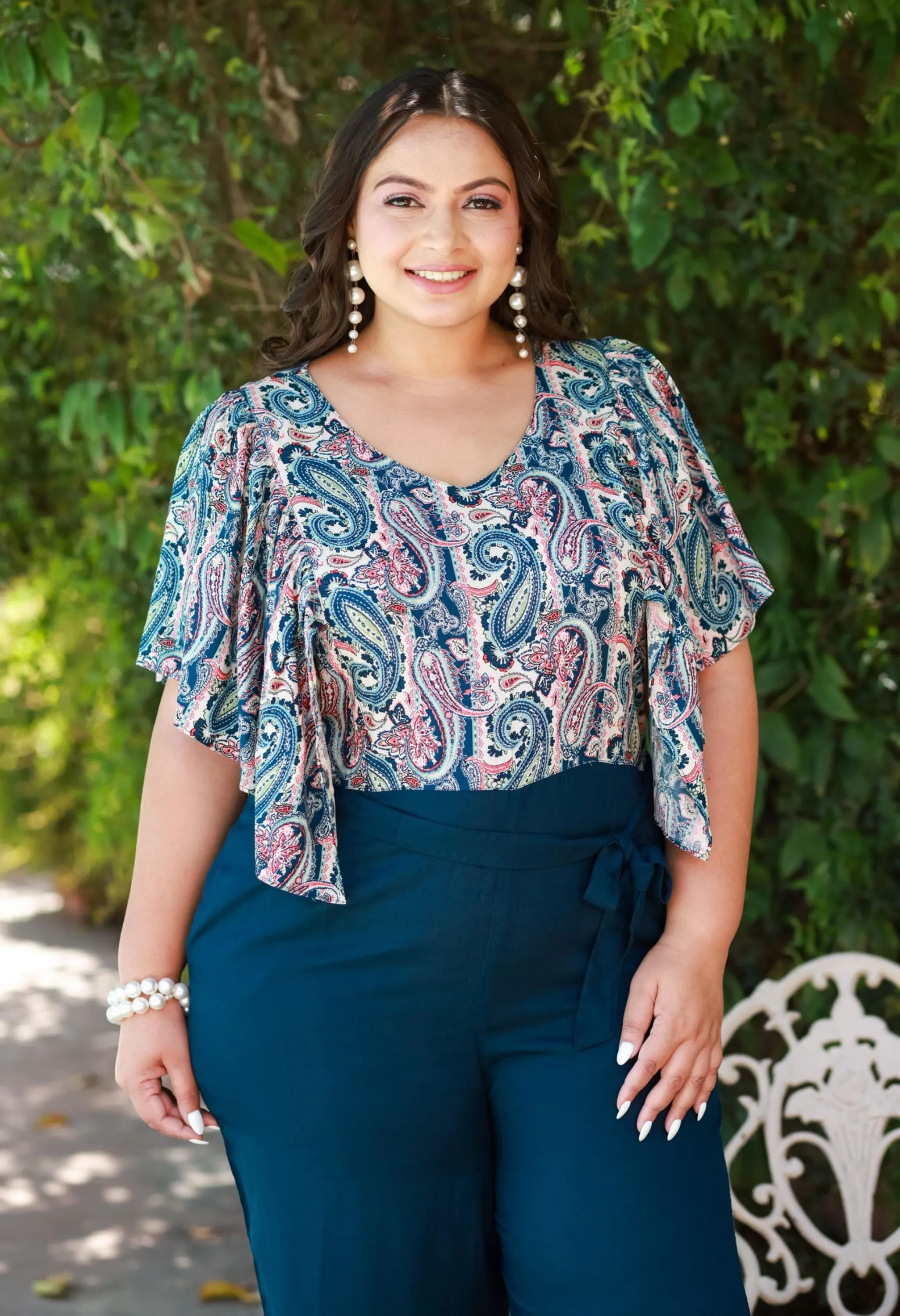 Plus Size Teal Treasure Floral Jumpsuit