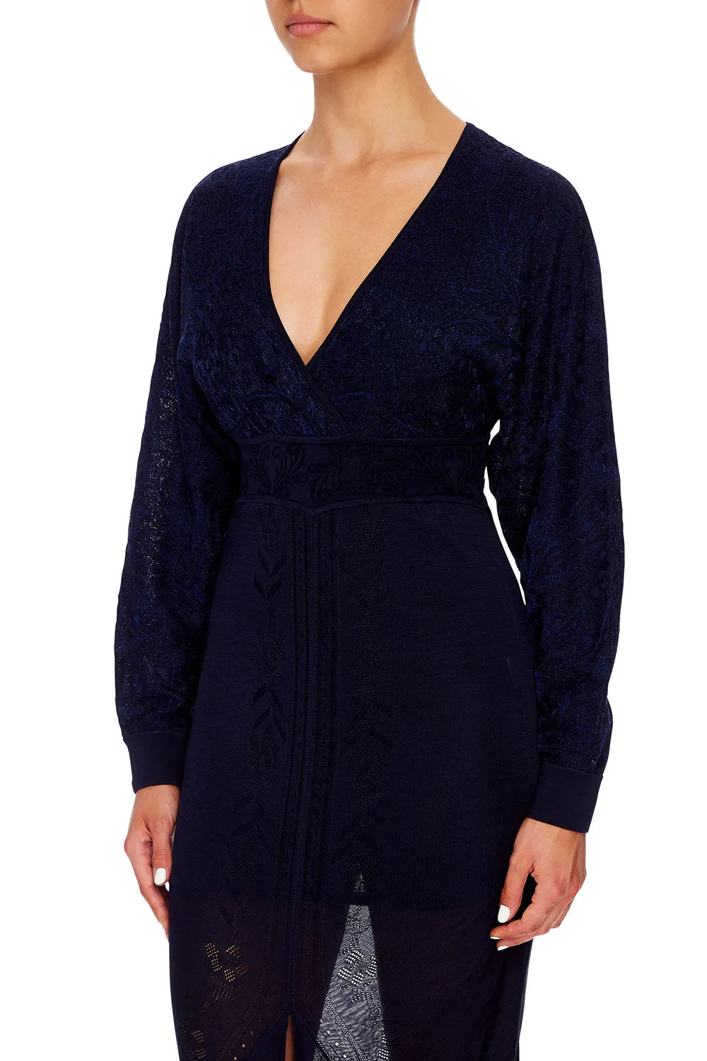 POINTELLE KNIT DRESS MIDNIGHT MEETING