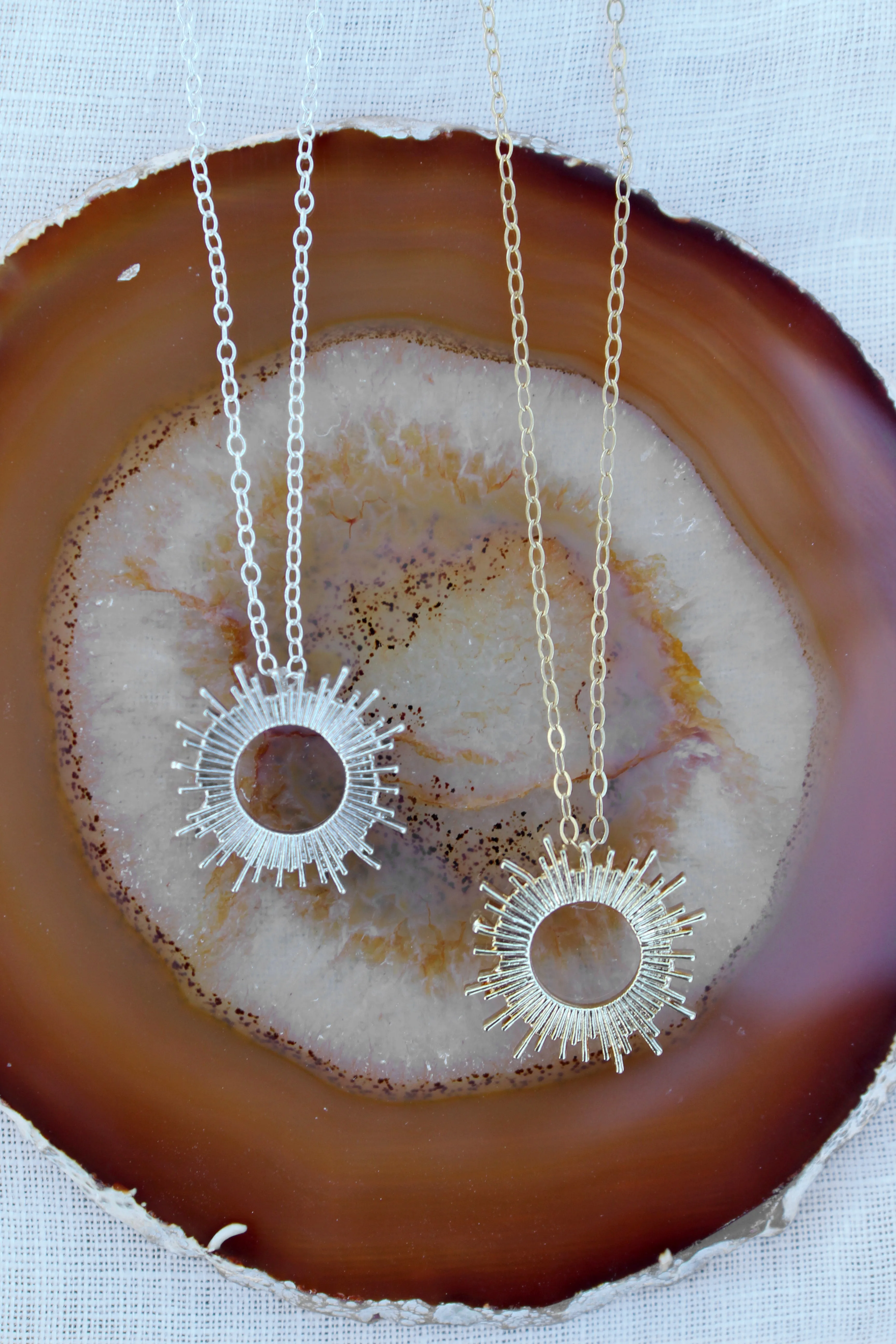 Radiant // Sunburst Necklace, Gold, Sterling Silver, Beach Jewelry // BH-N038