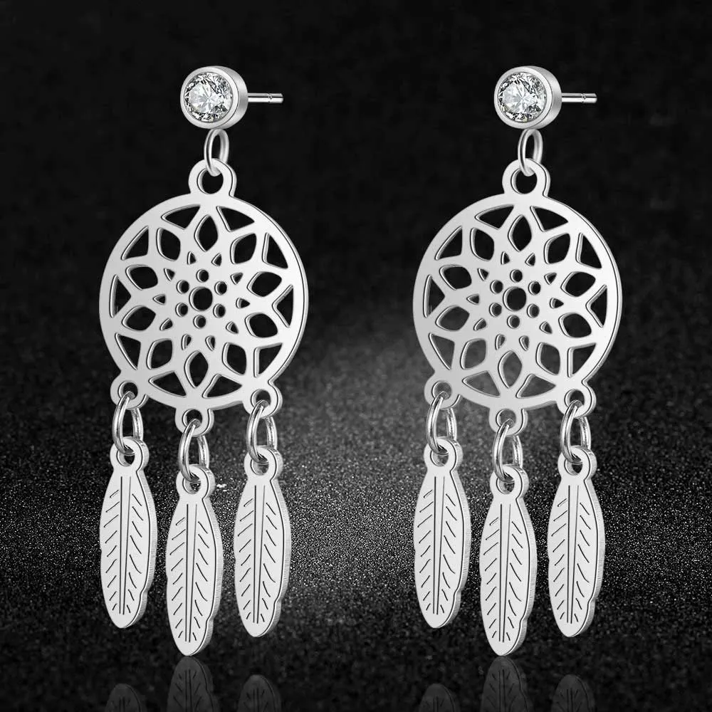 Rainbow Tree of Life Fashion Drop Earring for Women Angel Wing Geometric Waterdrop Statement Earrings