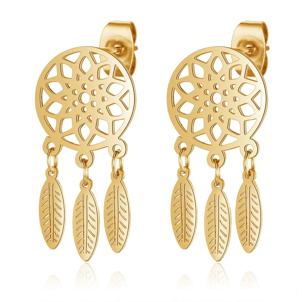 Rainbow Tree of Life Fashion Drop Earring for Women Angel Wing Geometric Waterdrop Statement Earrings