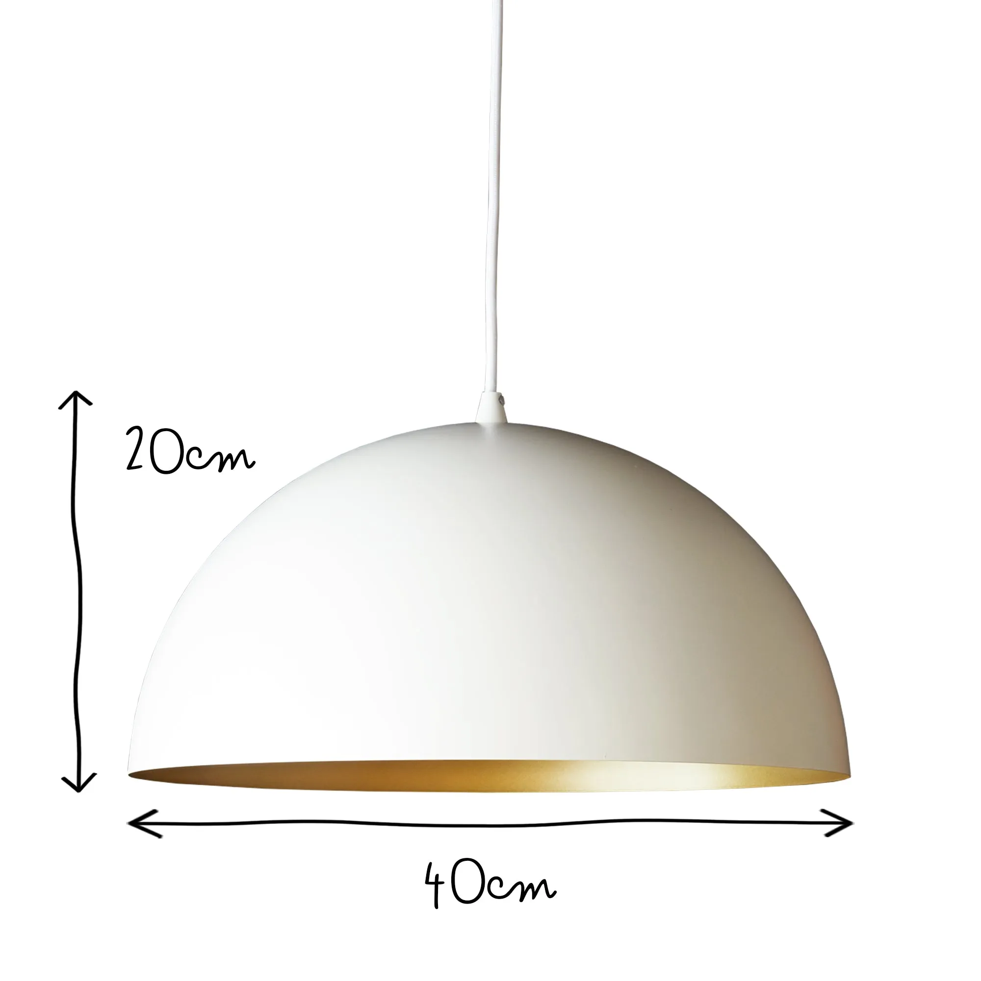 Regular Goodhew pendant in white with a gold interior - 40cms diameter