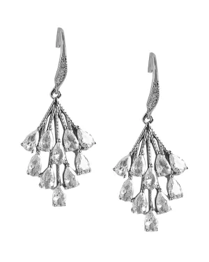 Rhodium Plated With Cz Stylish Drop Earring For Women