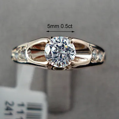 Rose Gold Plated Mounting anel feminino aneis bijoux 0.5 ct Zirconia Engagement Jewelry Rings