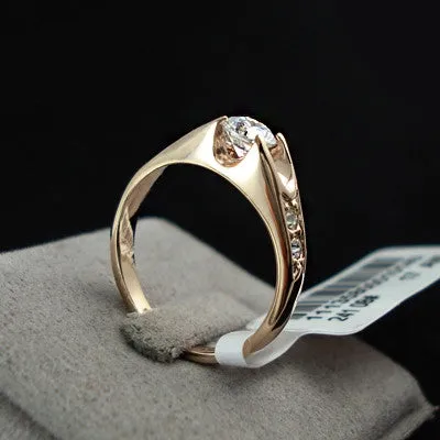 Rose Gold Plated Mounting anel feminino aneis bijoux 0.5 ct Zirconia Engagement Jewelry Rings