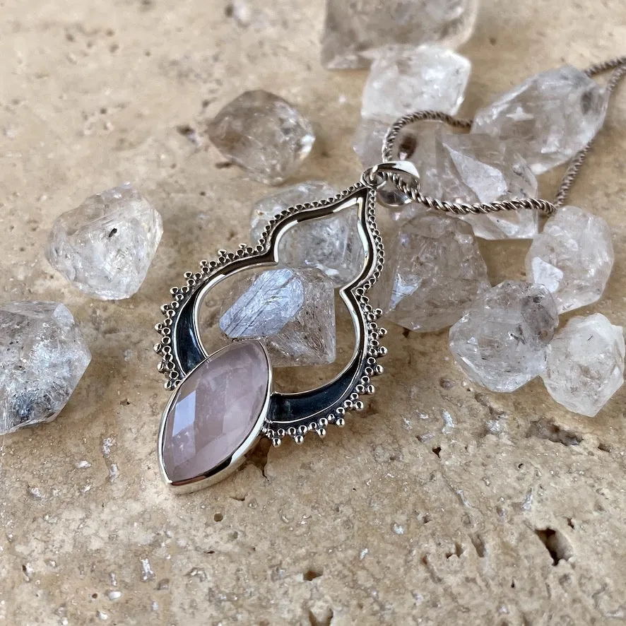 Rose Quartz Marquise Pendant - Taja