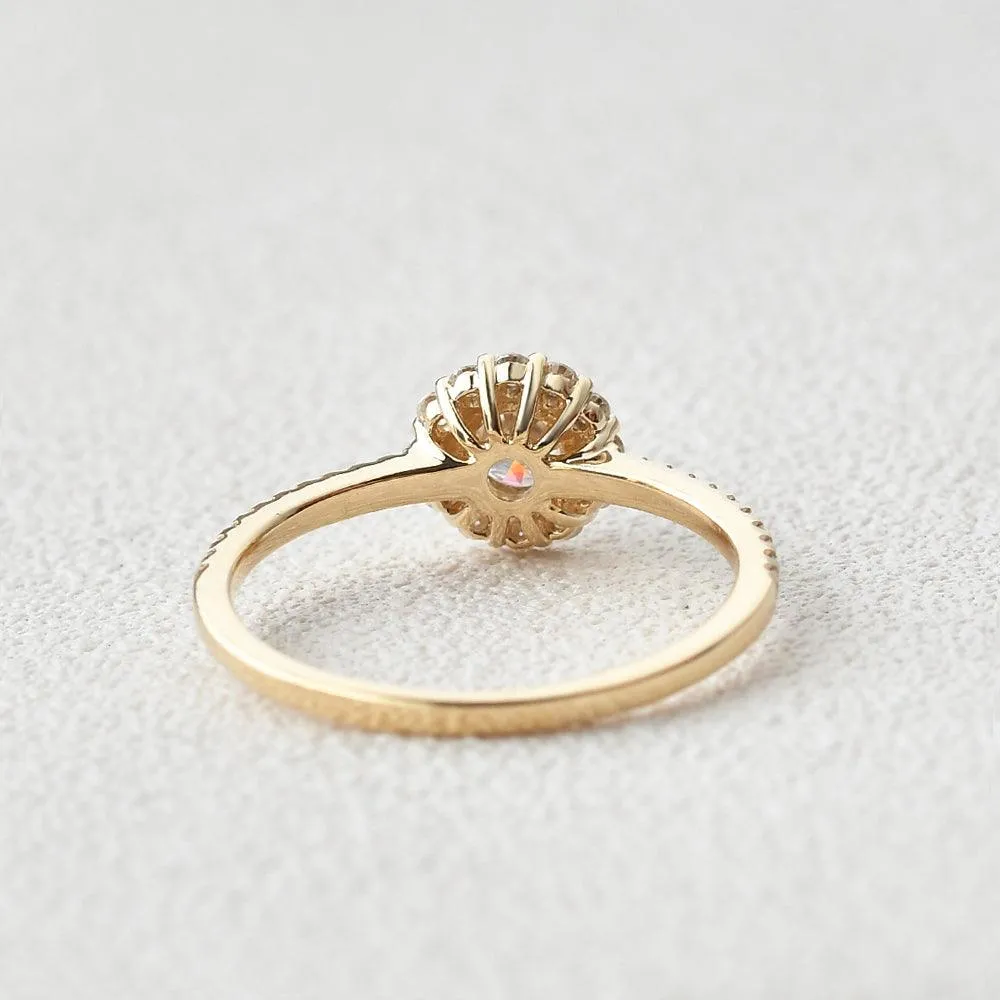 Round Cut Moissanite Classic Halo Petite Ring