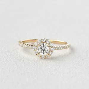 Round Cut Moissanite Classic Halo Petite Ring