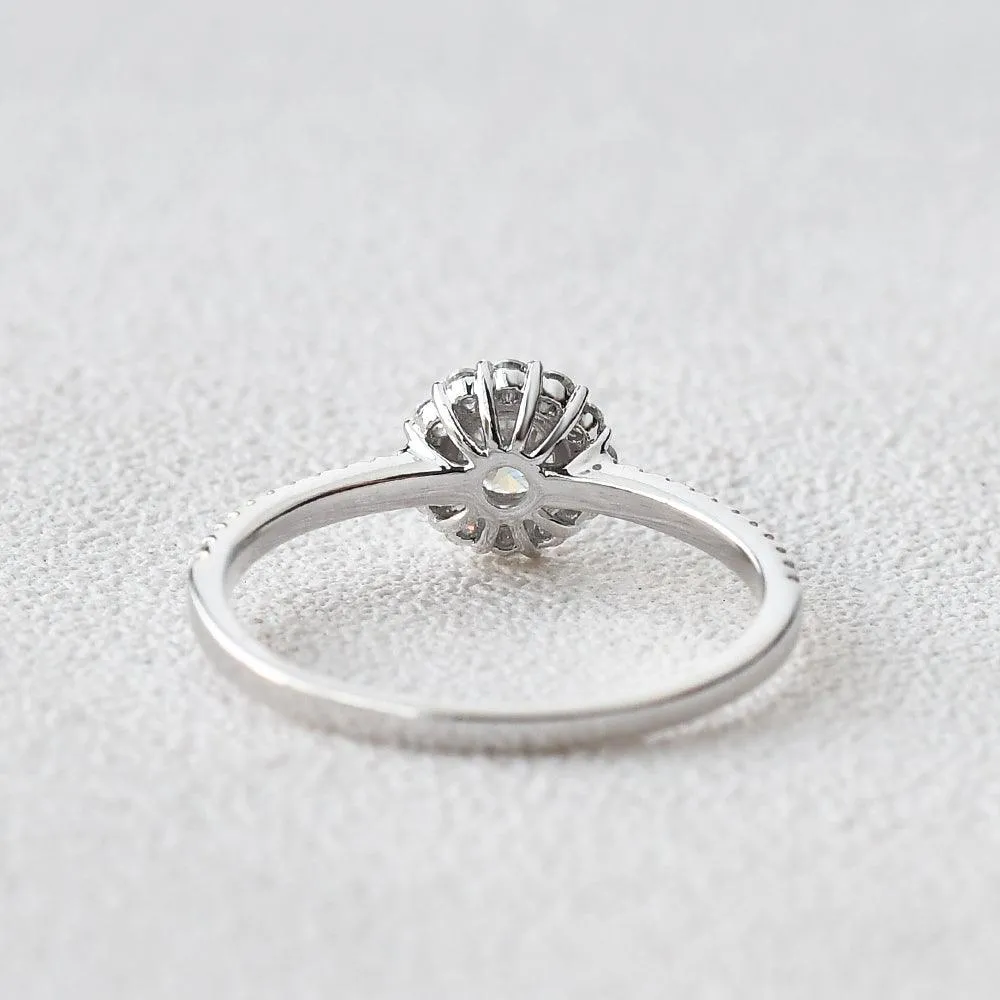 Round Cut Moissanite Classic Halo Petite Ring