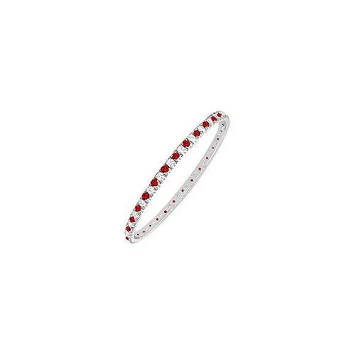 Ruby and Diamond Eternity Bangle : 14K White Gold - 2.00 CT TGW