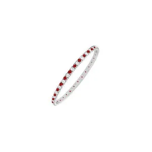 Ruby and Diamond Eternity Bangle : 14K White Gold - 3.00 CT TGW