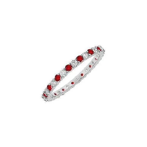 Ruby and Diamond Eternity Bangle : 14K White Gold - 6.00 CT TGW