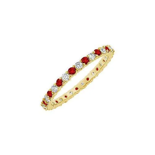 Ruby and Diamond Eternity Bangle : 14K Yellow Gold - 10.00 CT TGW