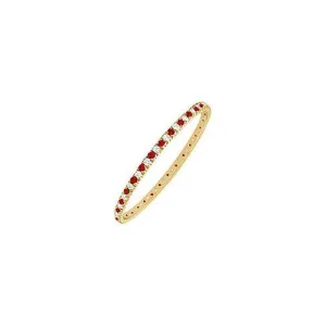 Ruby and Diamond Eternity Bangle : 14K Yellow Gold - 2.00 CT TGW