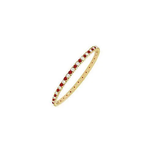 Ruby and Diamond Eternity Bangle : 14K Yellow Gold - 3.00 CT TGW