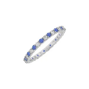 Sapphire and Diamond Eternity Bangle : 14K White Gold - 10.00 CT TGW