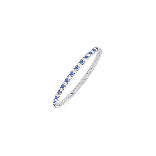 Sapphire and Diamond Eternity Bangle : 14K White Gold - 3.00 CT TGW