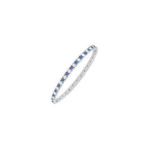 Sapphire and Diamond Eternity Bangle : 14K White Gold - 5.00 CT TGW