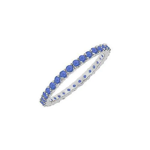 Sapphire Eternity Bangle : 14K White Gold - 10.00 CT TGW