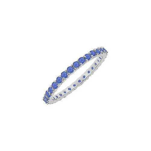 Sapphire Eternity Bangle : 14K White Gold - 6.00 CT TGW