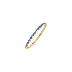 Sapphire Eternity Bangle : 14K Yellow Gold - 2.00 CT TGW