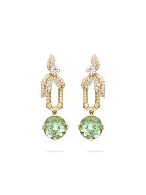 Secret Garden Verdure Tourmaline Yellow Gold Earrings