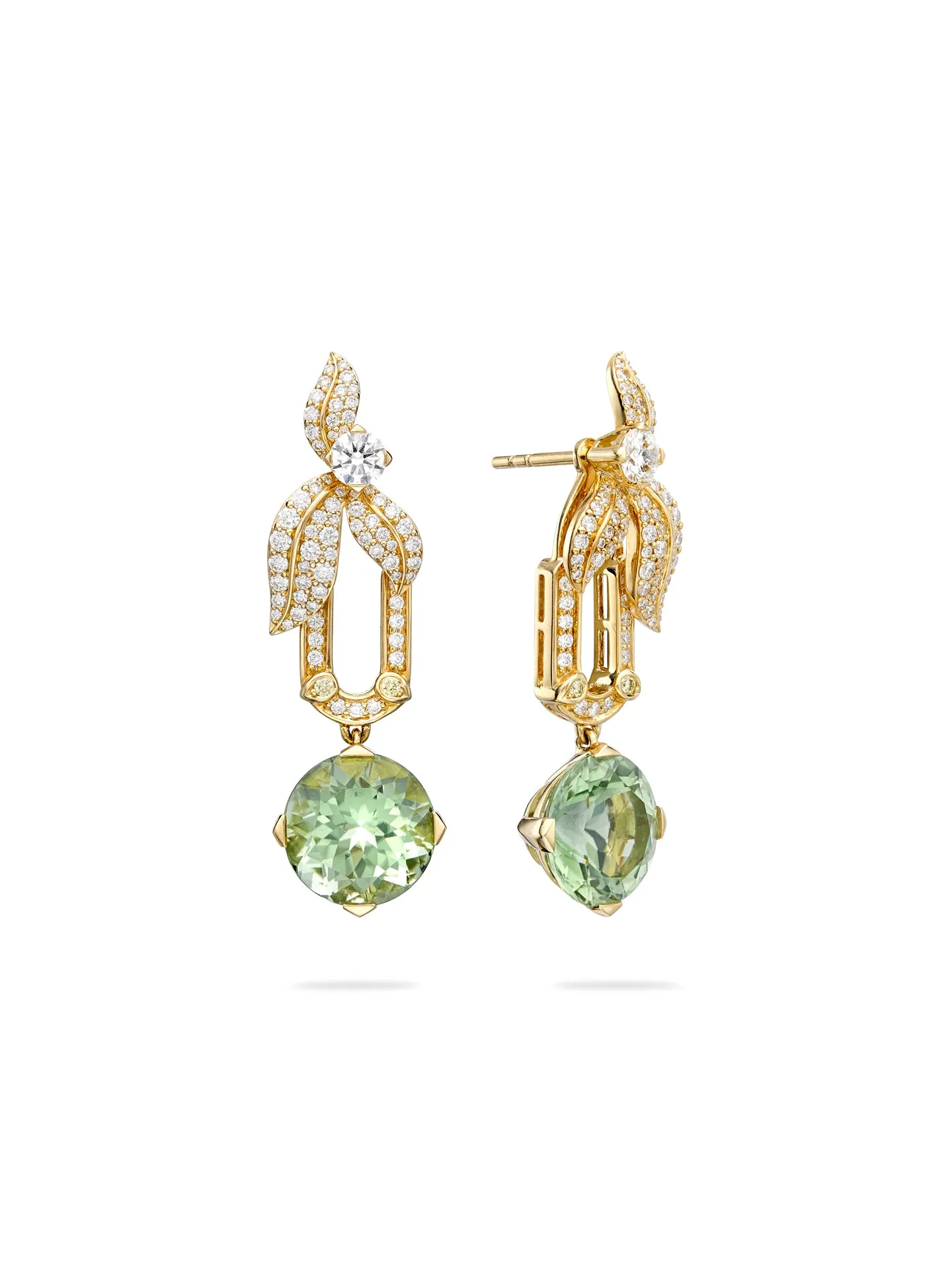 Secret Garden Verdure Tourmaline Yellow Gold Earrings