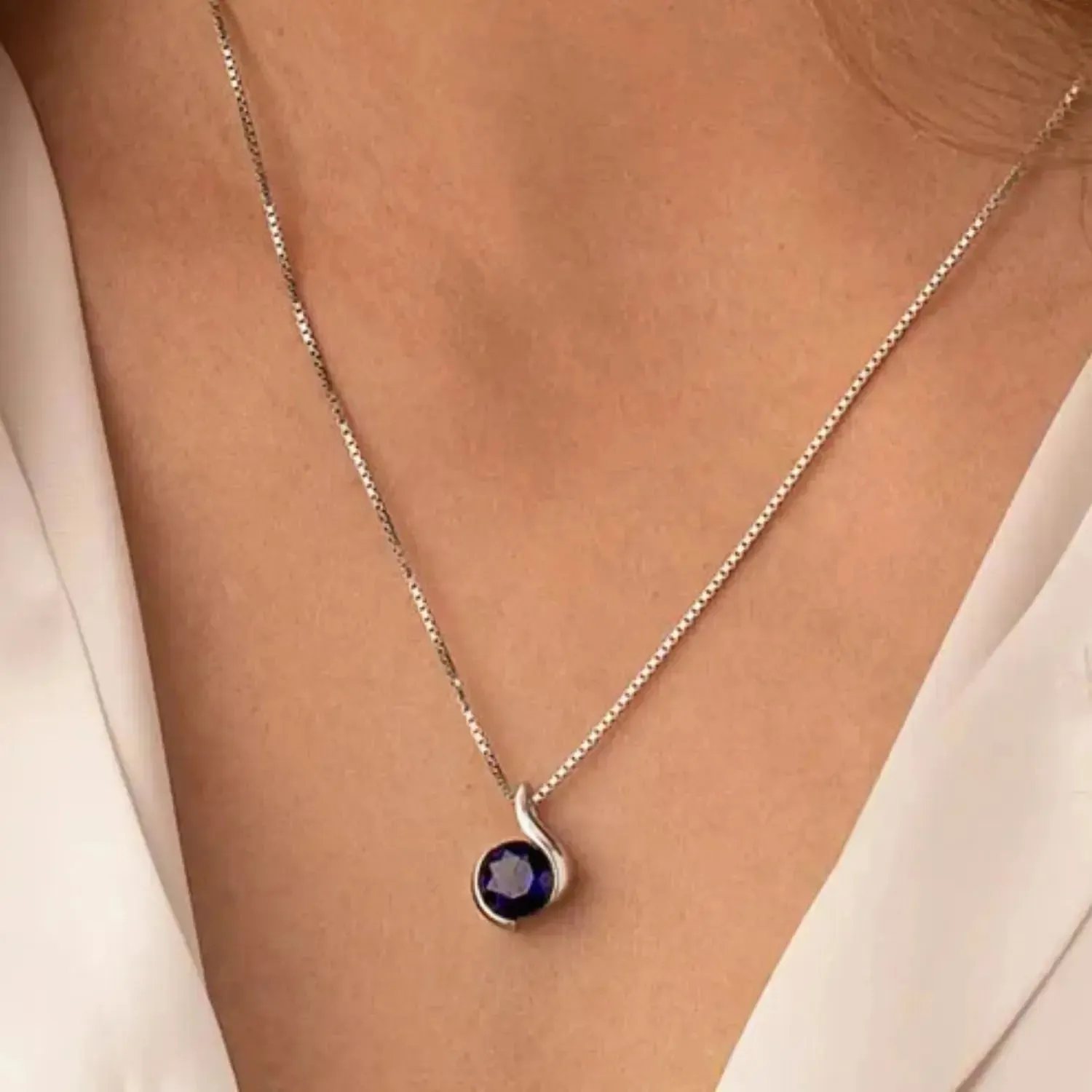 Semi Bezel Set Sapphire Necklace - Irosk®