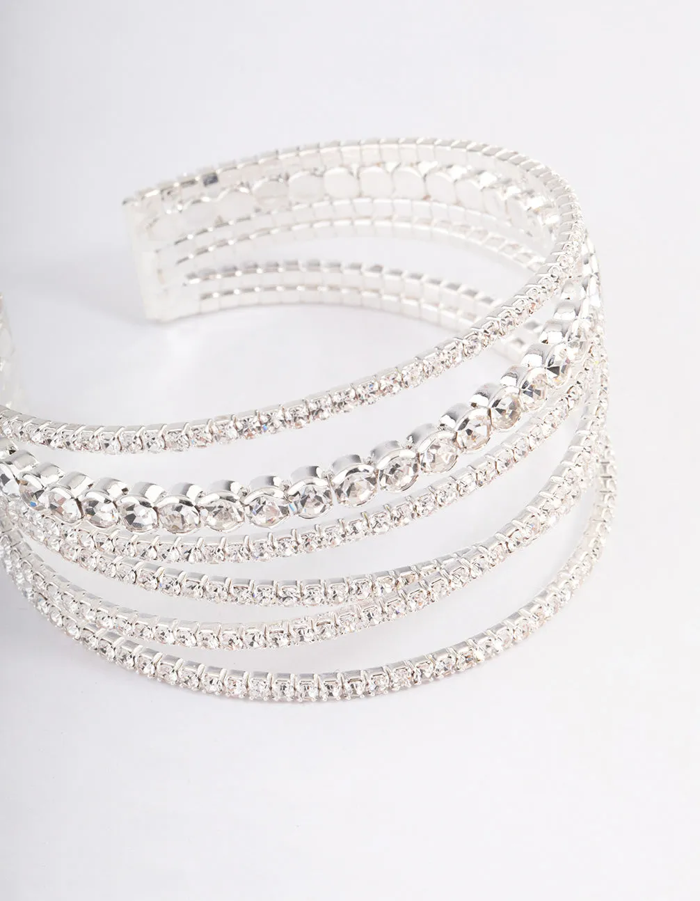 Silver Criss Cross Cupchain Cuff Bangle