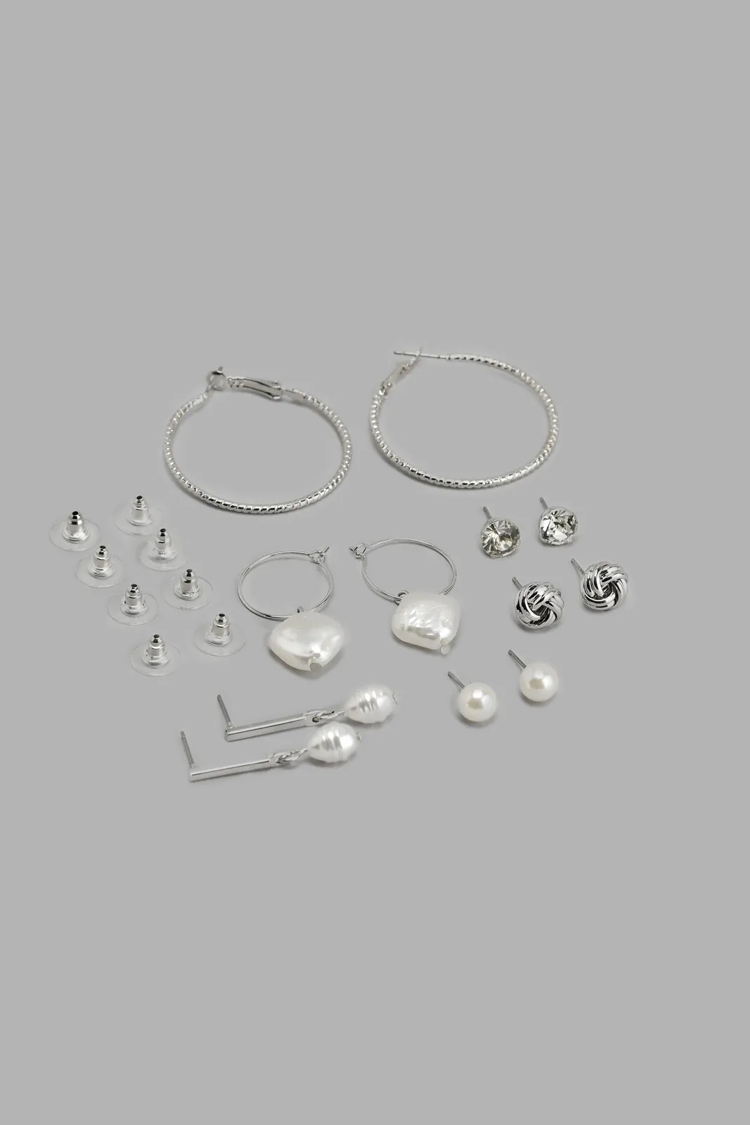 Silver Necklace And Earring Set For Women (Set of 8)