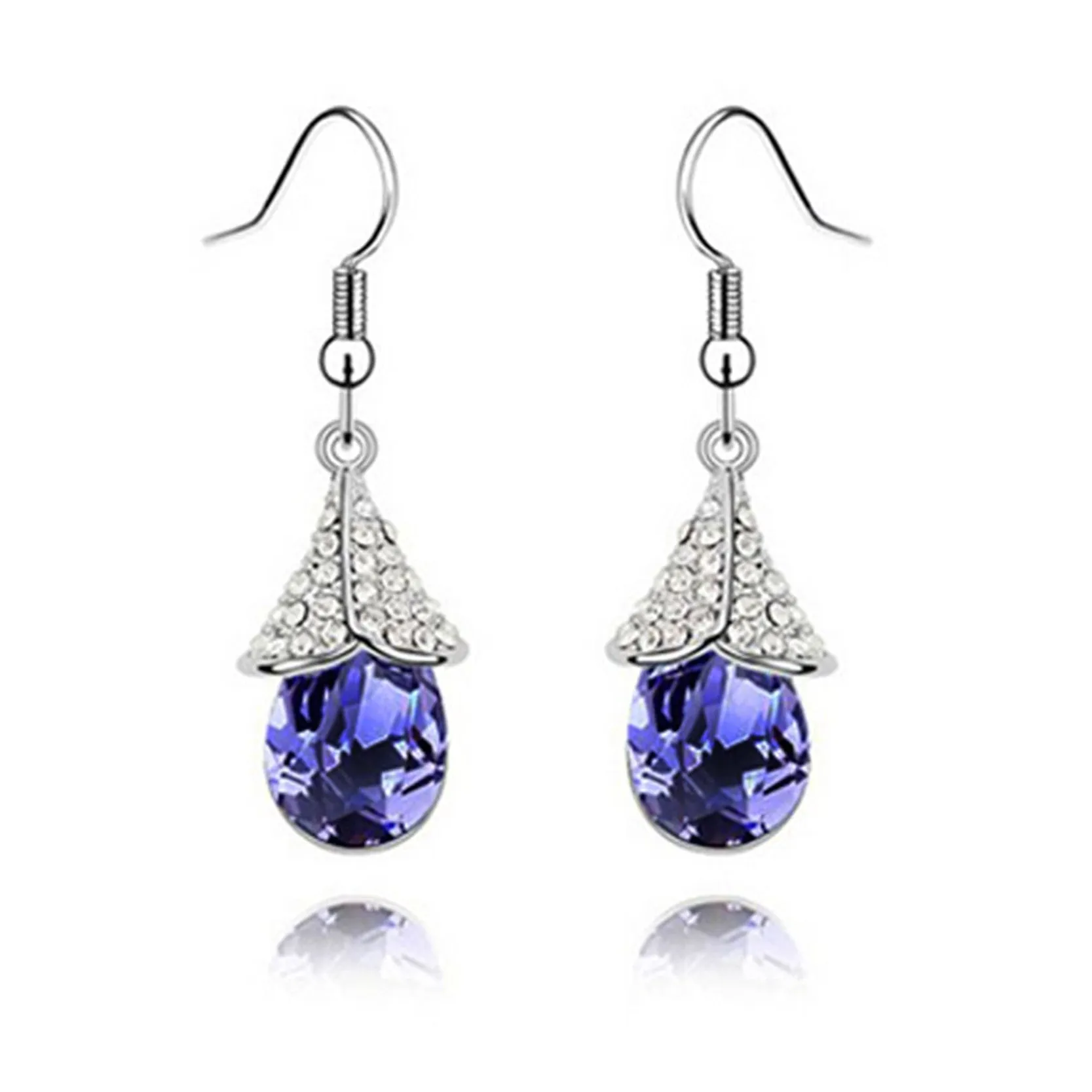 Silver Plated Earrings Water Drop Fine Jewelry Crystal Earrings for Women Fashion Pendientes Brinco