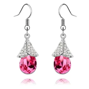 Silver Plated Earrings Water Drop Fine Jewelry Crystal Earrings for Women Fashion Pendientes Brinco