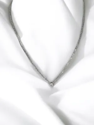 Single Zirconia Necklace - Silver