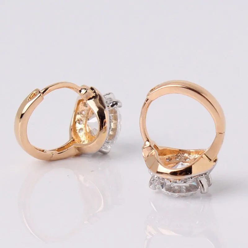 Smart Chic White Zircon Earring 18k Gold Platinum Plated Lady Small Huggie Hoops Earrings for Women Jewelry Brinco Earrings