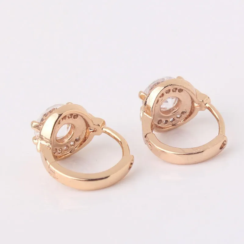 Smart Chic White Zircon Earring 18k Gold Platinum Plated Lady Small Huggie Hoops Earrings for Women Jewelry Brinco Earrings