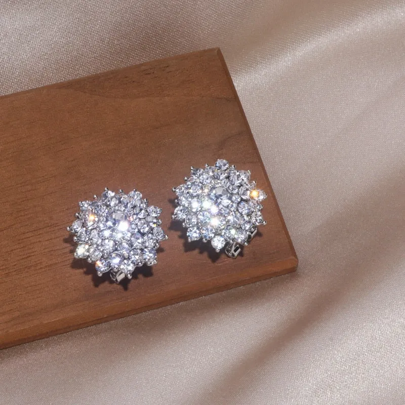 Snowflake Luxury Shiny Rhinestone Crystal Stud Earrings