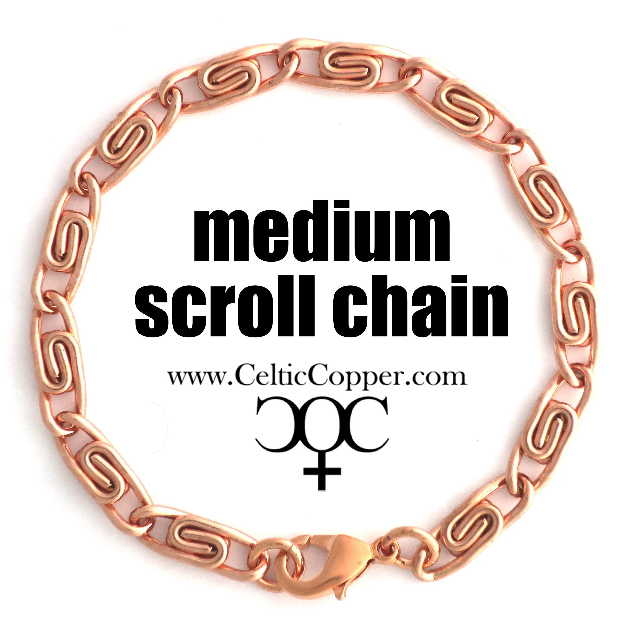 Solid Copper Scroll Chain Bracelet BC66 Medium 5mm Celtic Scroll Chain Bracelet For Men And Women