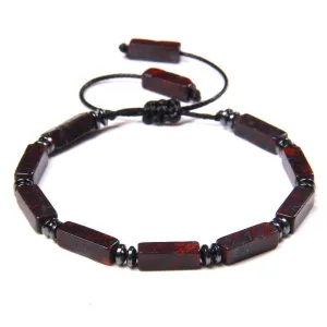 Square Tube Shape Adjustable Bloodstone Bracelet